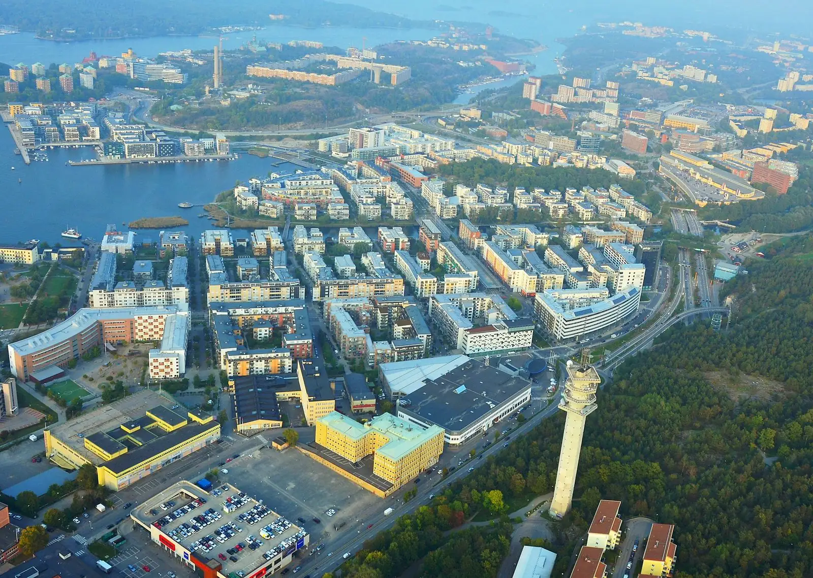 Flygfoto över Hammarby sjöstad