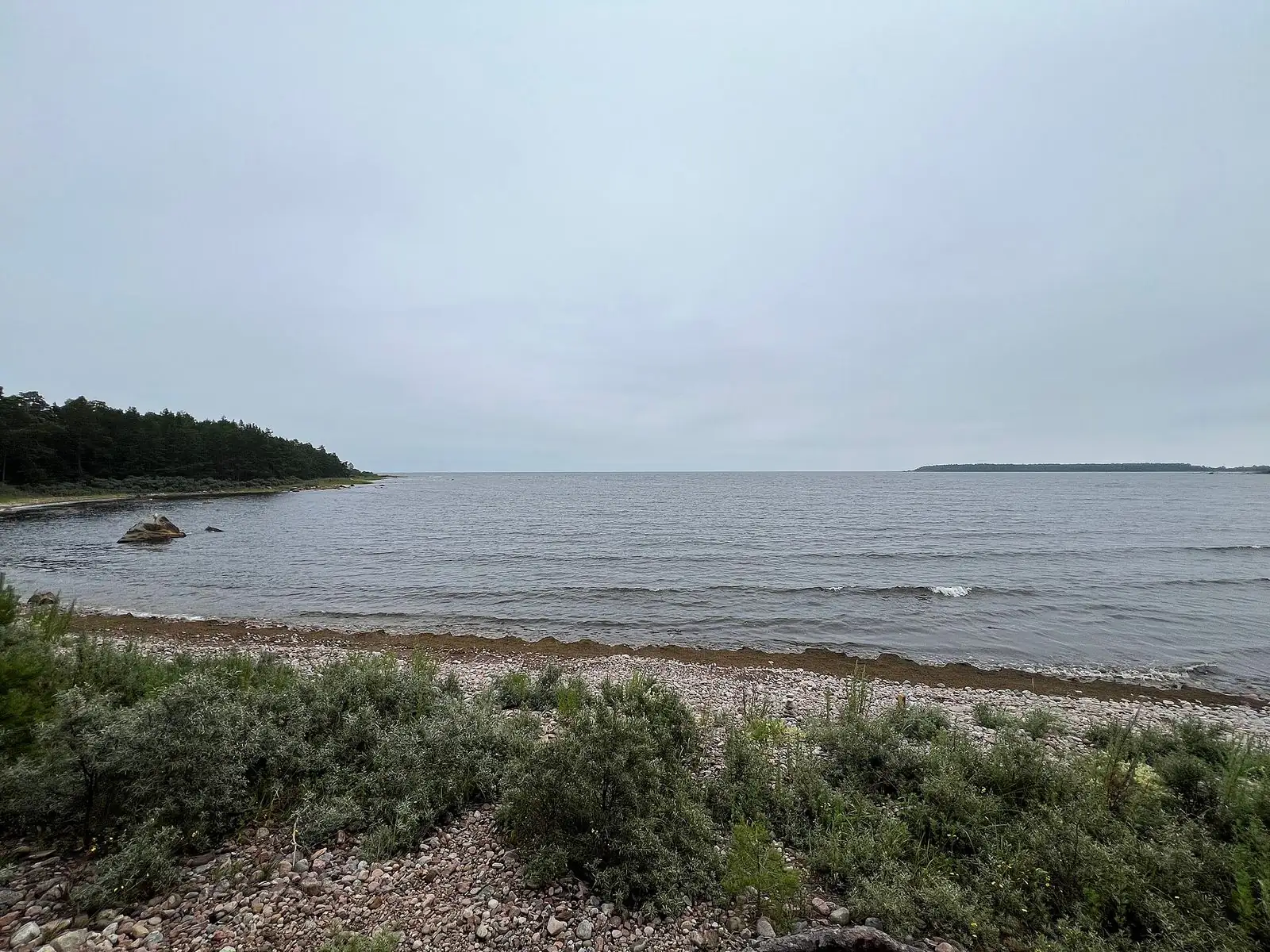 Havsutsikt från strandkanten på Billudden