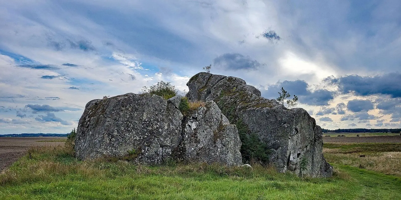 Det stora flyttblocket Kungsstenen på en åker vid Fjärdhundra