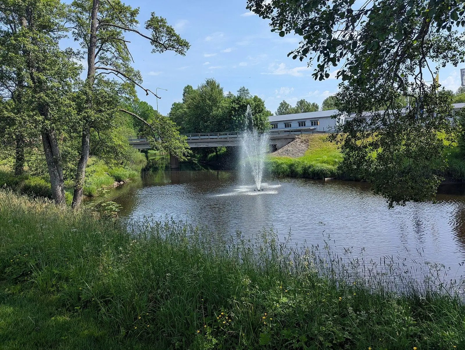 Damm med fontän i Svenljunga