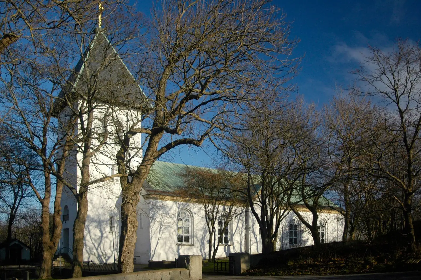Backa kyrka bland träden